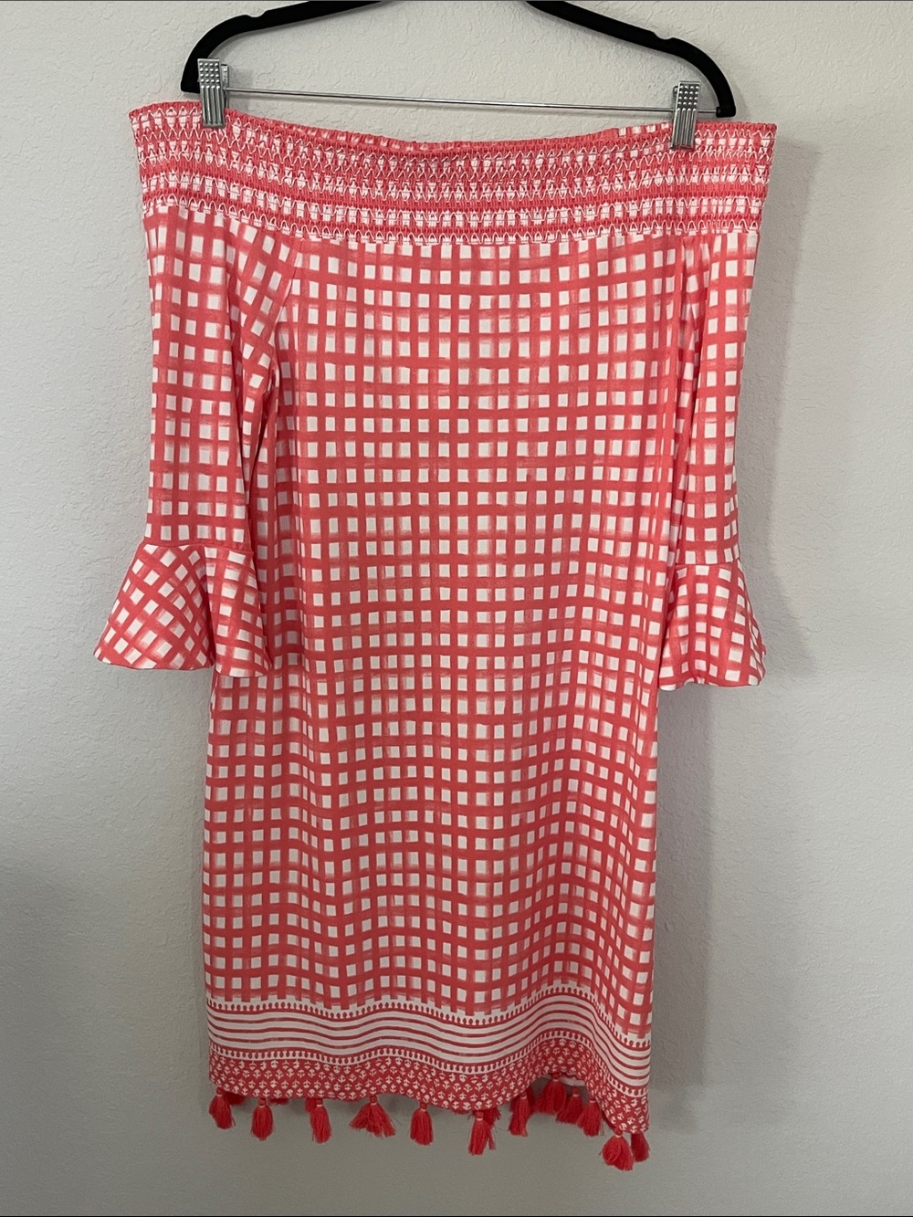 Cabana Life Nantucket Cover Up Dress XL Coral White UPF 50+ NWT